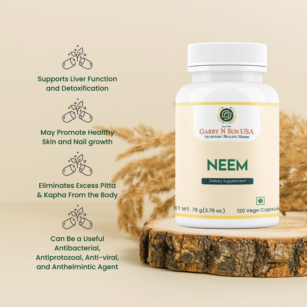 Neem (Azadirachta Indica) Organic  Capsules - GARRY N SUN